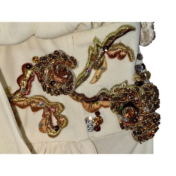 NEW Mandalay Cream Embellished Maxi Long Evening Gown Formal Dress Women Size 10 - Picture 5 of 16